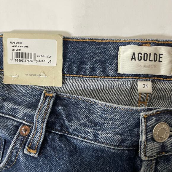NEW AGOLDE Risha Low-rise Denim Bermuda Shorts in Alter Button Fly - Size 34 - Picture 8 of 9